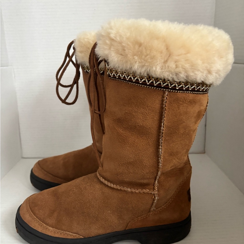 UGG Ultimate Cuff Tall Chestnut Brown Winter Boots Womens Size 7 - Picture 7 of 9